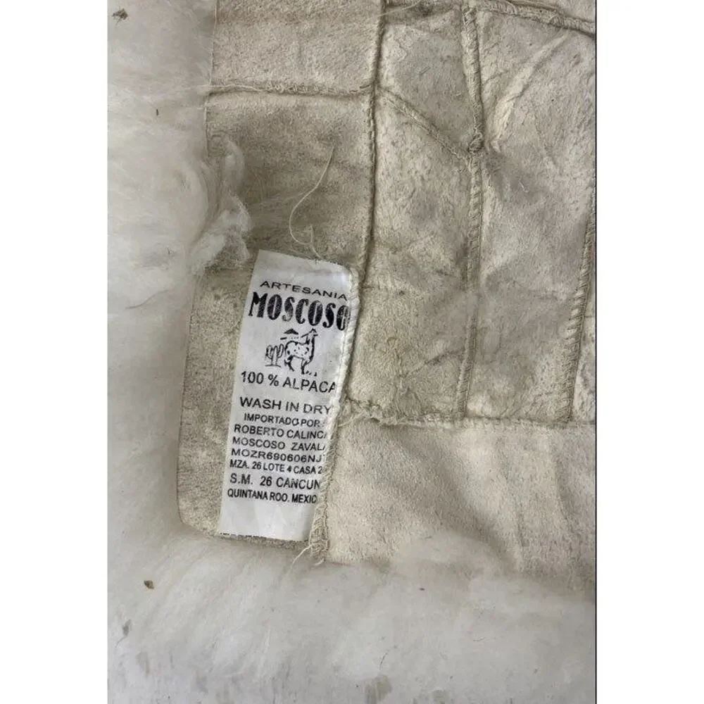 Mexican Mexico 100% Alpaca Fur Tapestry Rug 43x30 Lion Vintage Hole